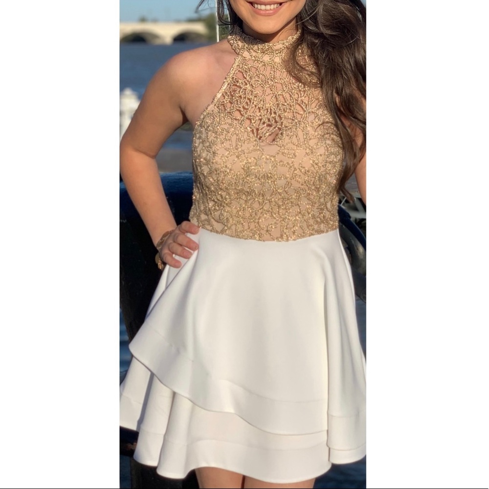 B. Darlin White and gold dress. Size 3/4.